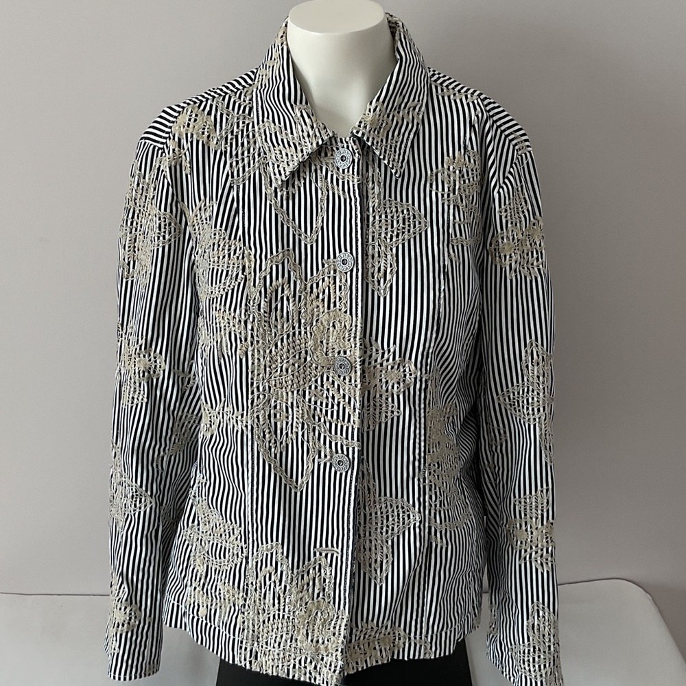 Striped Embroidered Jacket - Picture 2 of 11